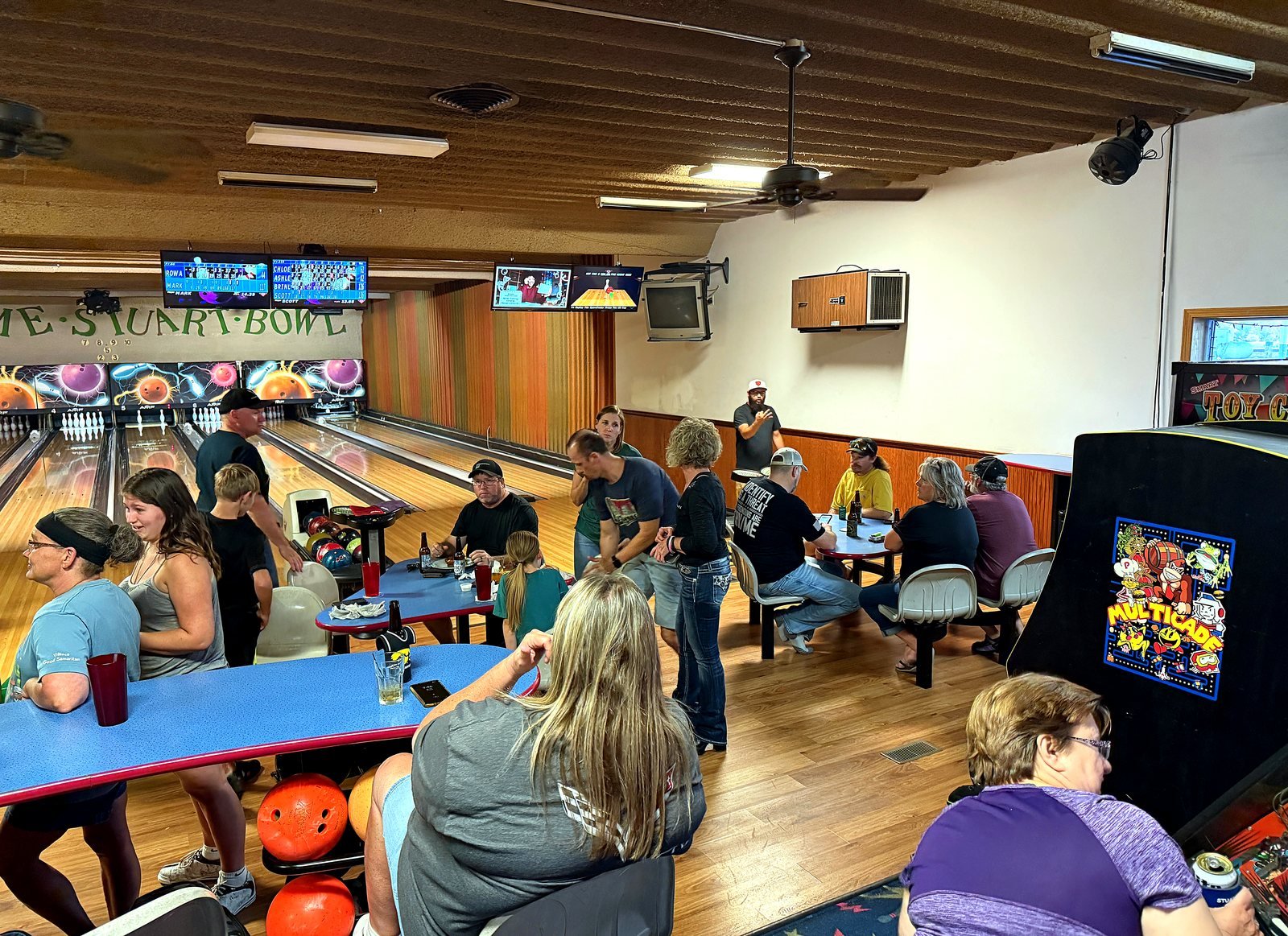 League bowlers gathered at the tables for food and drinks at Traditions Sports Bar